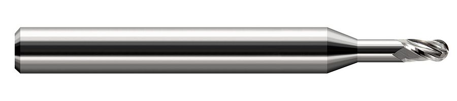 Picture of Harvey Tool 844493 Dia 0.093 LOC 0.1390 OAL2.50 End Mill Standard Flute Standard Helix Carbide Uncoated Single End Ball NoseBall
